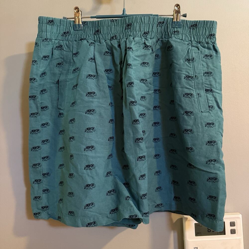 Loft Skirt Linen Elastic Waist‎ Elephant Print Lined Women’s Large